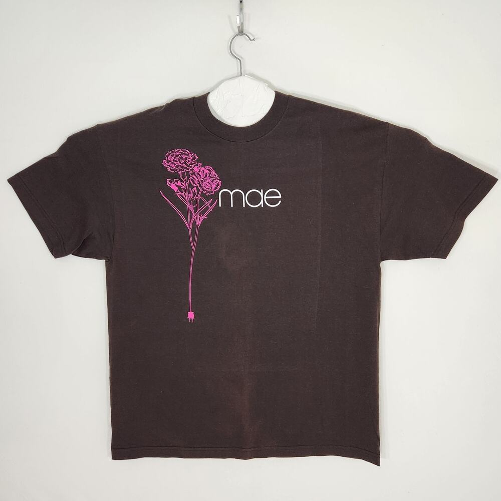 VTG Mae Band T Shirt XL Alstyle Brown Pink Flower Emo Indie Rock